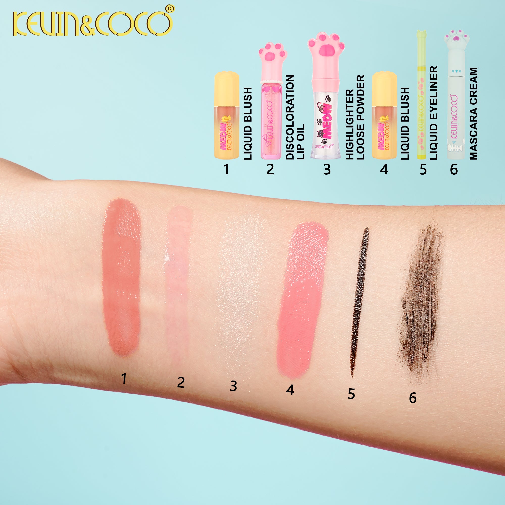 Ocean Cat Double-Decker Makeup Kit-6PCS(KC1500)