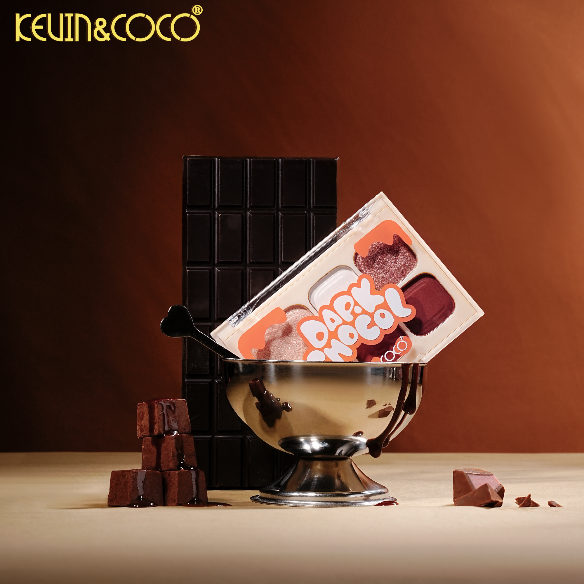 Qiaoqiao Dark Chocolate Highlighter Duo: Powder + Liquid- 6PCS(KC1325)