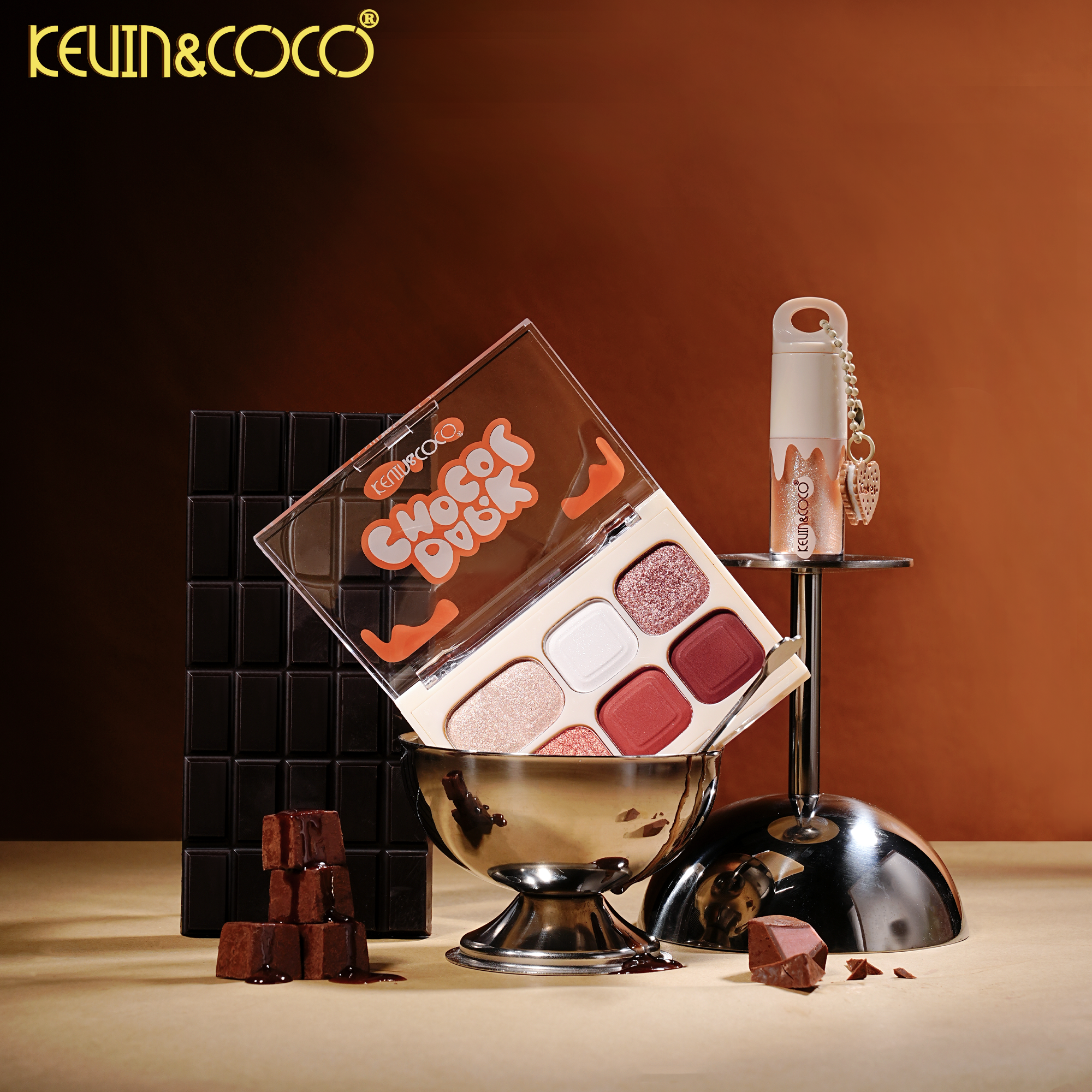 Qiaoqiao Dark Chocolate Highlighter Duo: Powder + Liquid- 6PCS(KC1325)