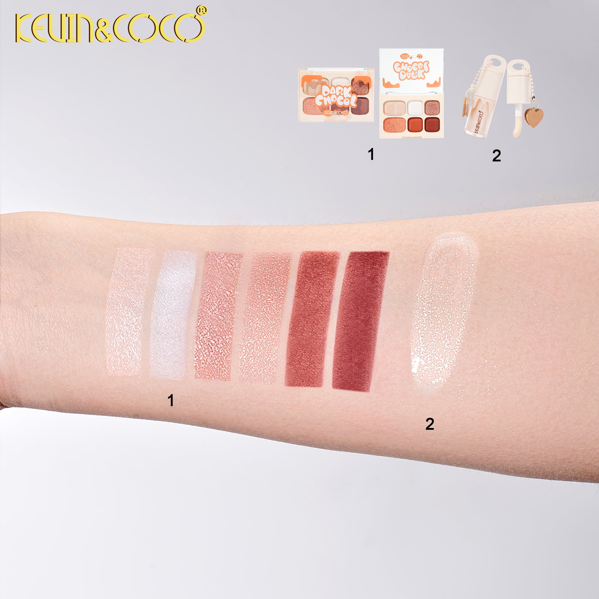 Qiaoqiao Dark Chocolate Highlighter Duo: Powder + Liquid- 6PCS(KC1325)