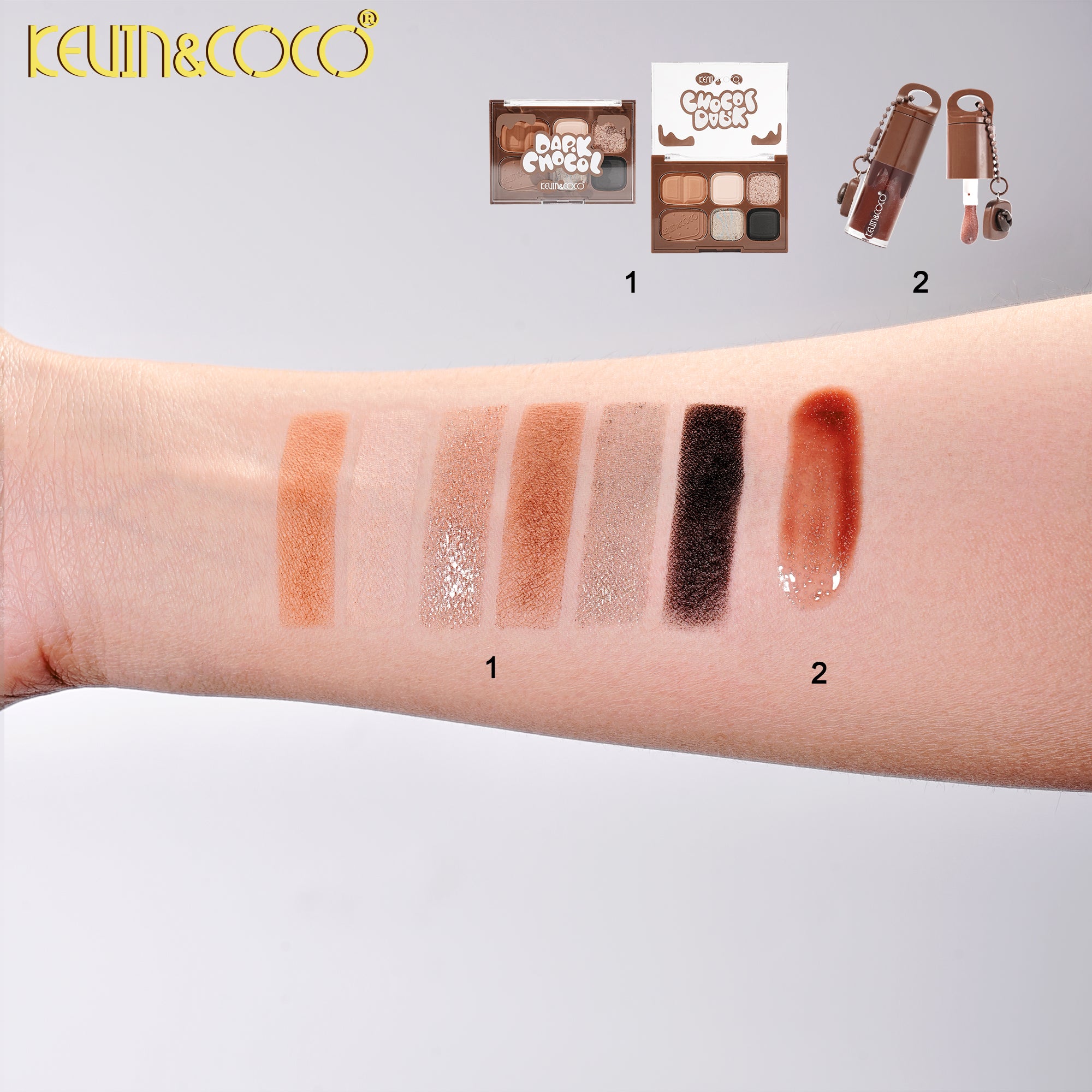 Qiaoqiao Dark Chocolate - Contour Powder & Contour Liquid Duo-6PCS(KC1327)