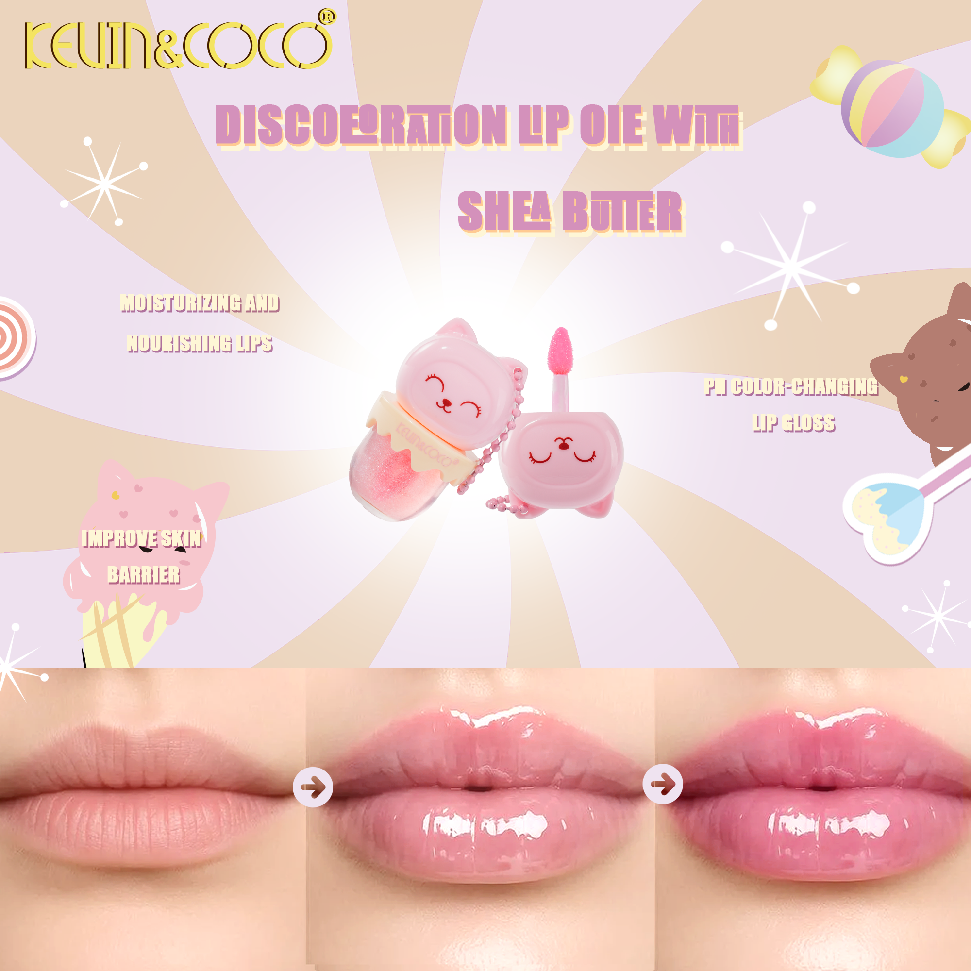 Cute Cat Color-Changing Lip Oil-24 PCS(KC1506)