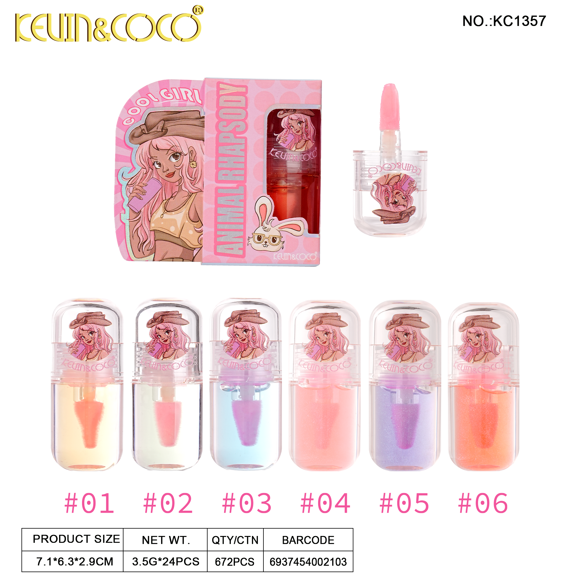 Animal Rhapsody Temperature Change Lip Oil -24PCS(KC1357)