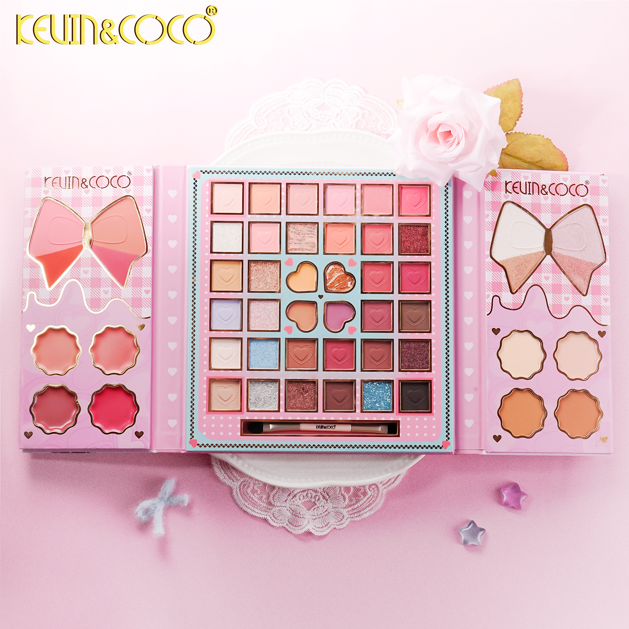 Peach Heart Strategy 52-Color Dual-Open Face& Eye Palette-6PCS(KC1538)