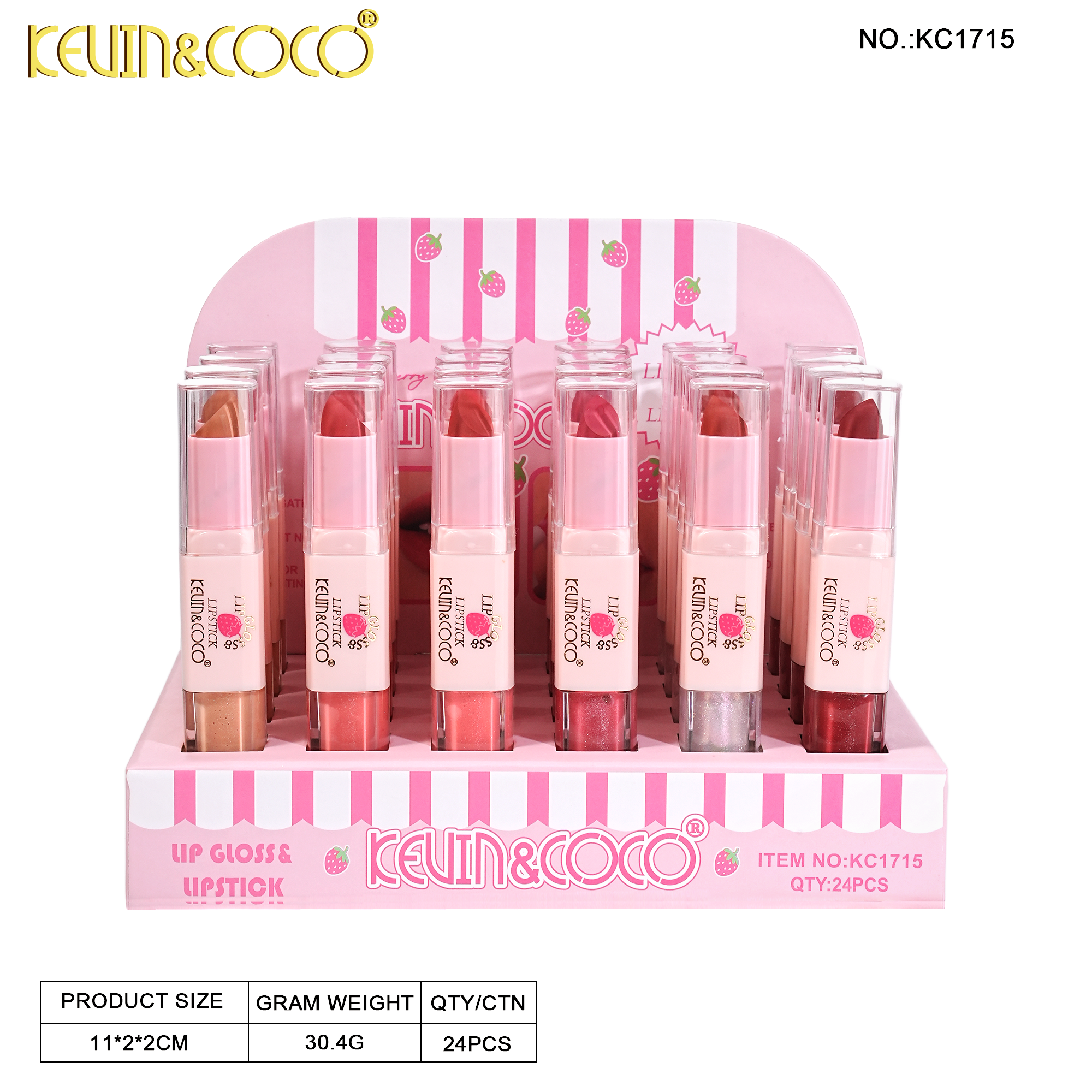 Heartfelt Berry Lip Gloss & Lipstick-24PCS(KC1715)