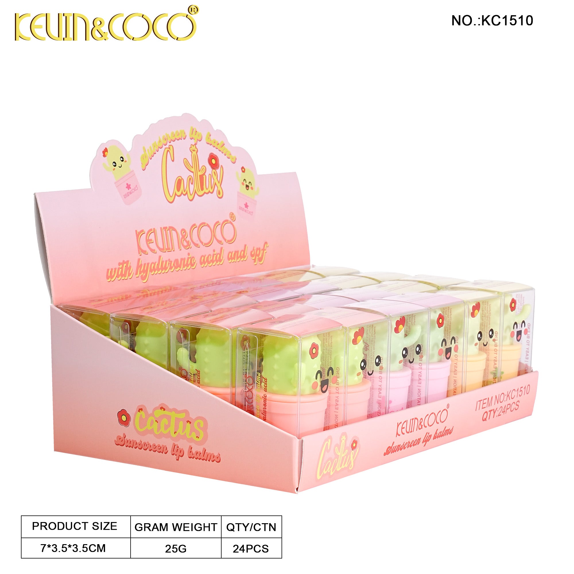 Cactus Moisturizing Lip Balm-24PCS(KC1510)