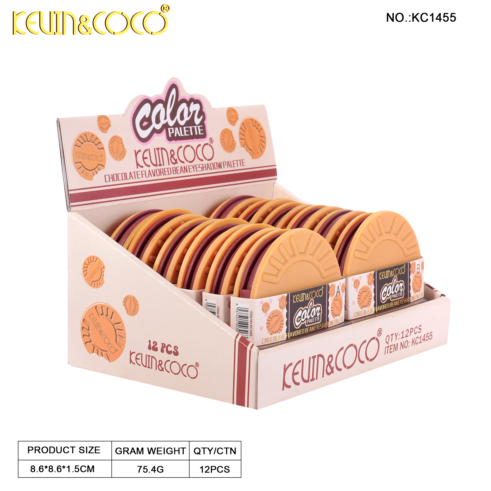 Chocolate Drops Series 7-Color Eyeshadow-12PCS(ITEM NO.:KC1541/KC1454/KC1455 )