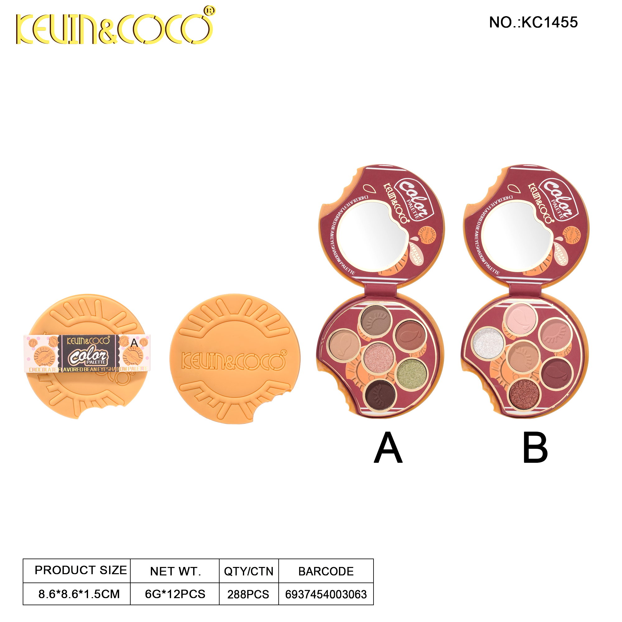 Chocolate Drops Series 7-Color Eyeshadow-12PCS(ITEM NO.:KC1541/KC1454/KC1455 )