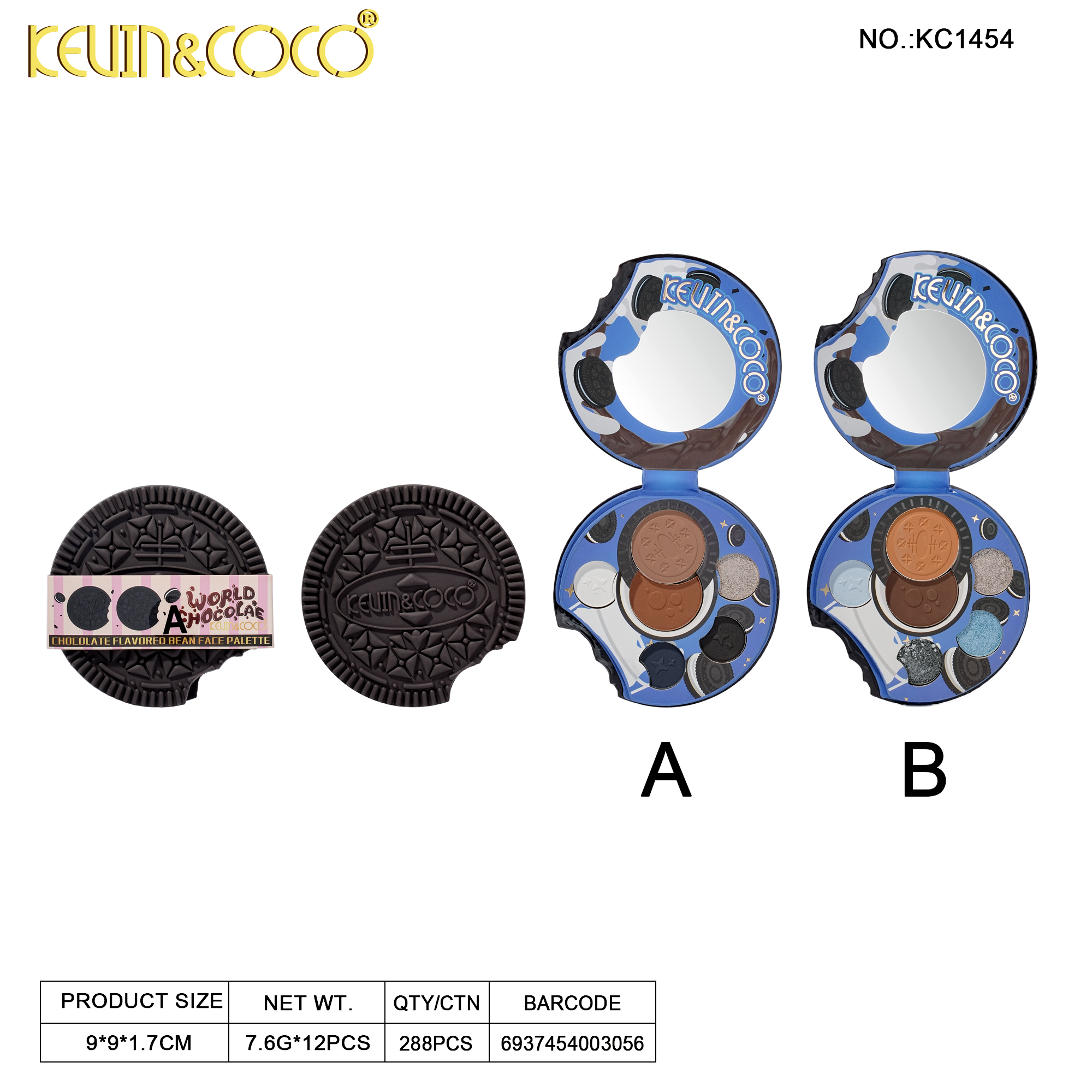 Chocolate Drops Series 7-Color Eyeshadow-12PCS(ITEM NO.:KC1541/KC1454/KC1455 )