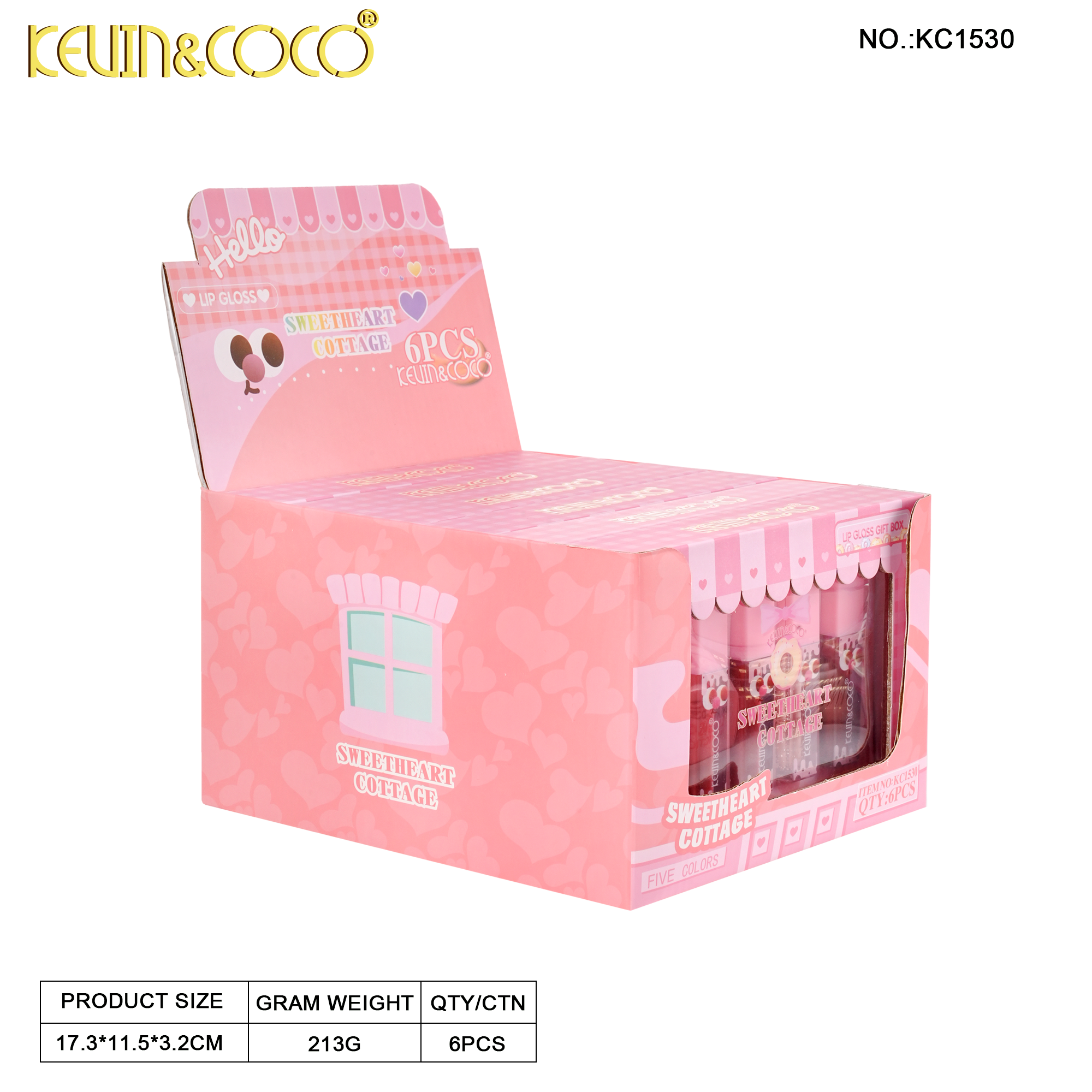 Sweetheart Cottage Lip Gloss Set -6PCS(KC1530)
