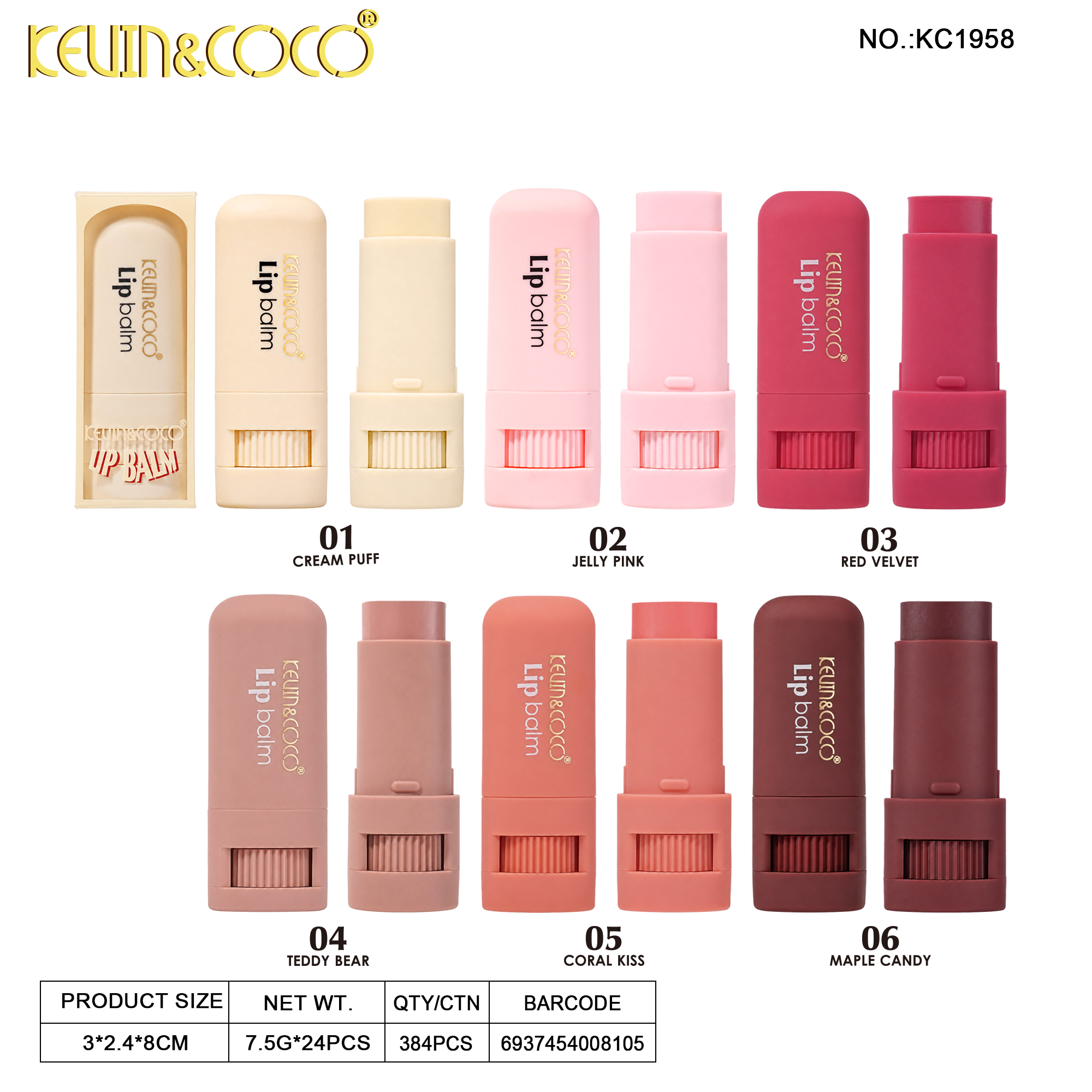 Warm Tangerine Tinted Lip Balm -24PCS(KC1958)