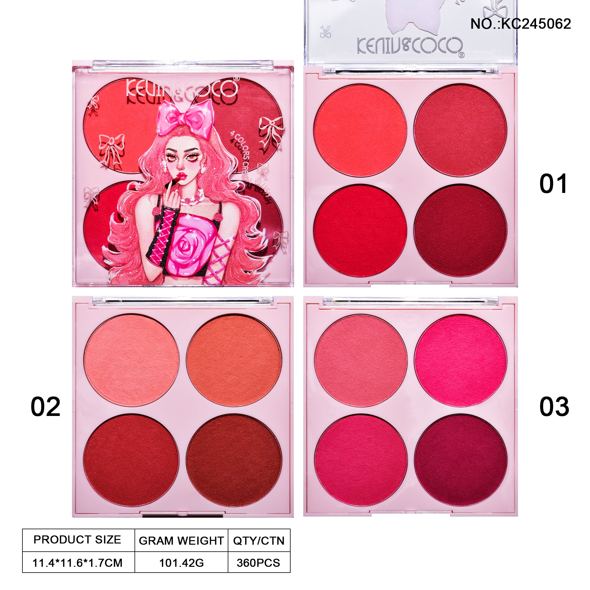 4-Color Muse Leah Cream Blush Palette (KC245062)