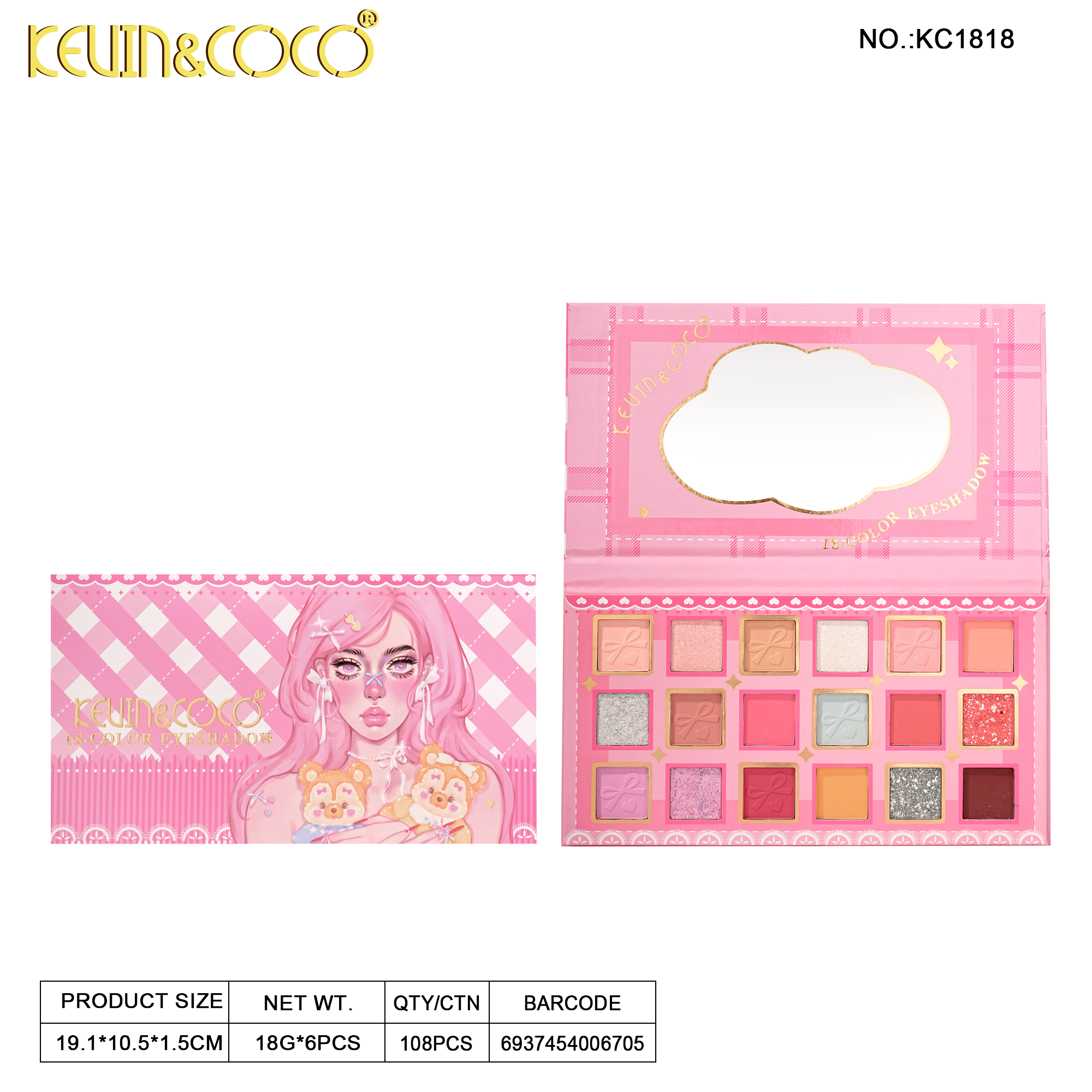 Whisper Traces Collection Paper 18 Eyeshadow Palette -6PCS(KC1817/KC18181)