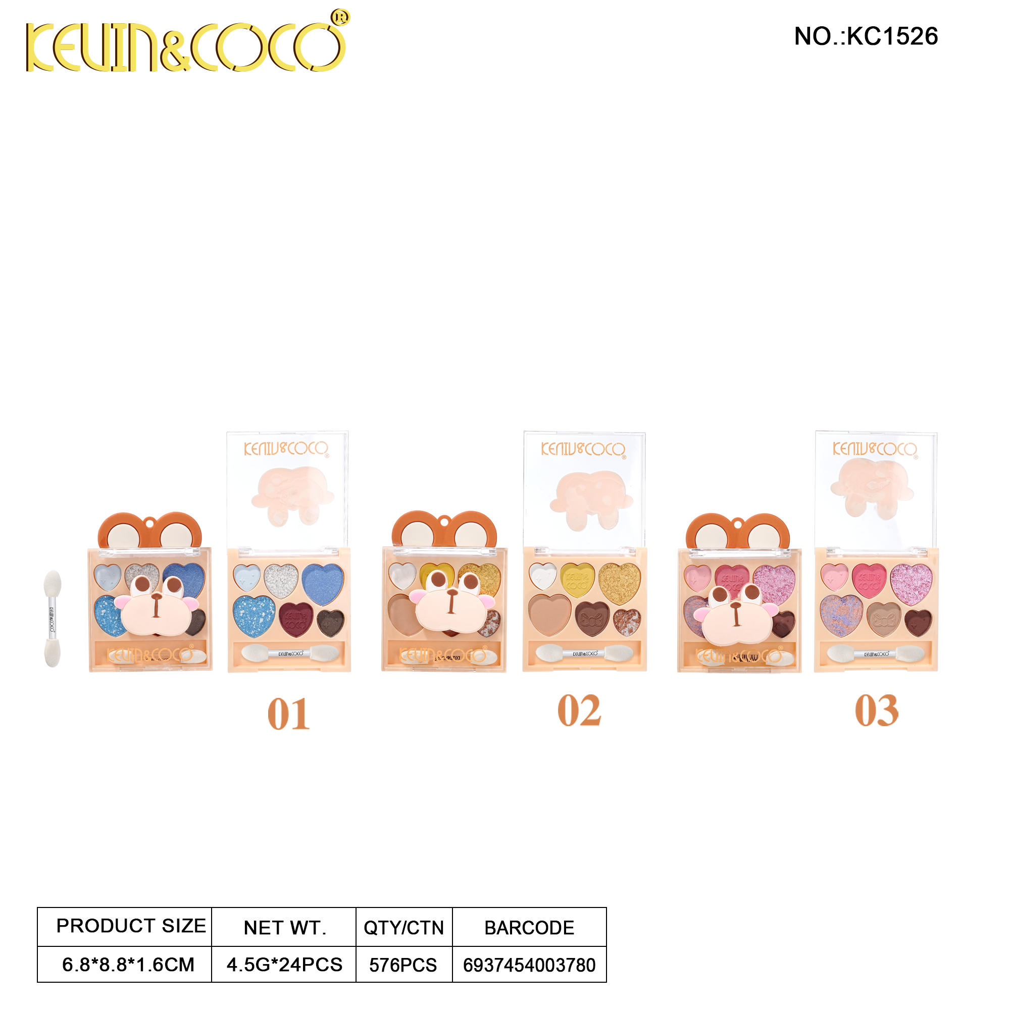 Puppy Pals Palette – Eye Shadow/Highlighter/Blush(KC1524/KC1523/KC1526)
