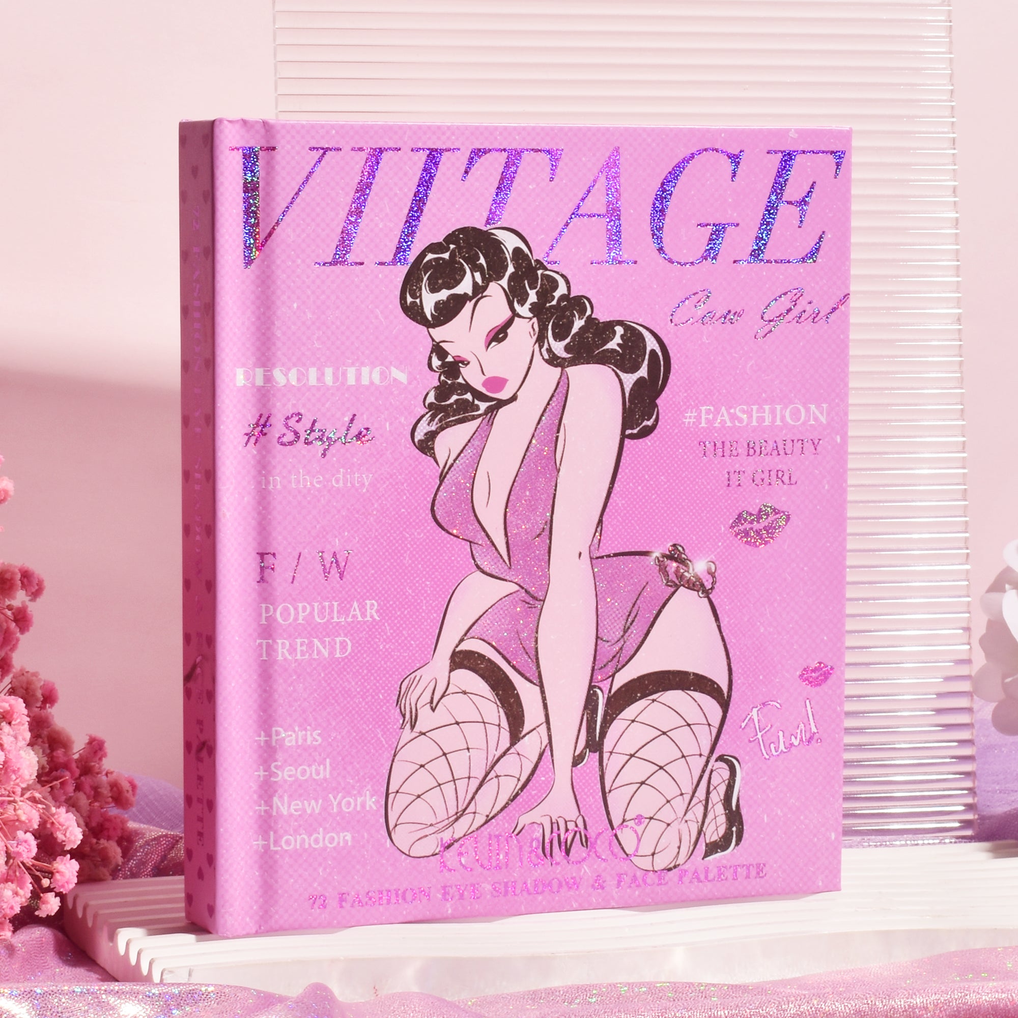 (Purple) 72-Color Vintage Girl Makeup Palette Book