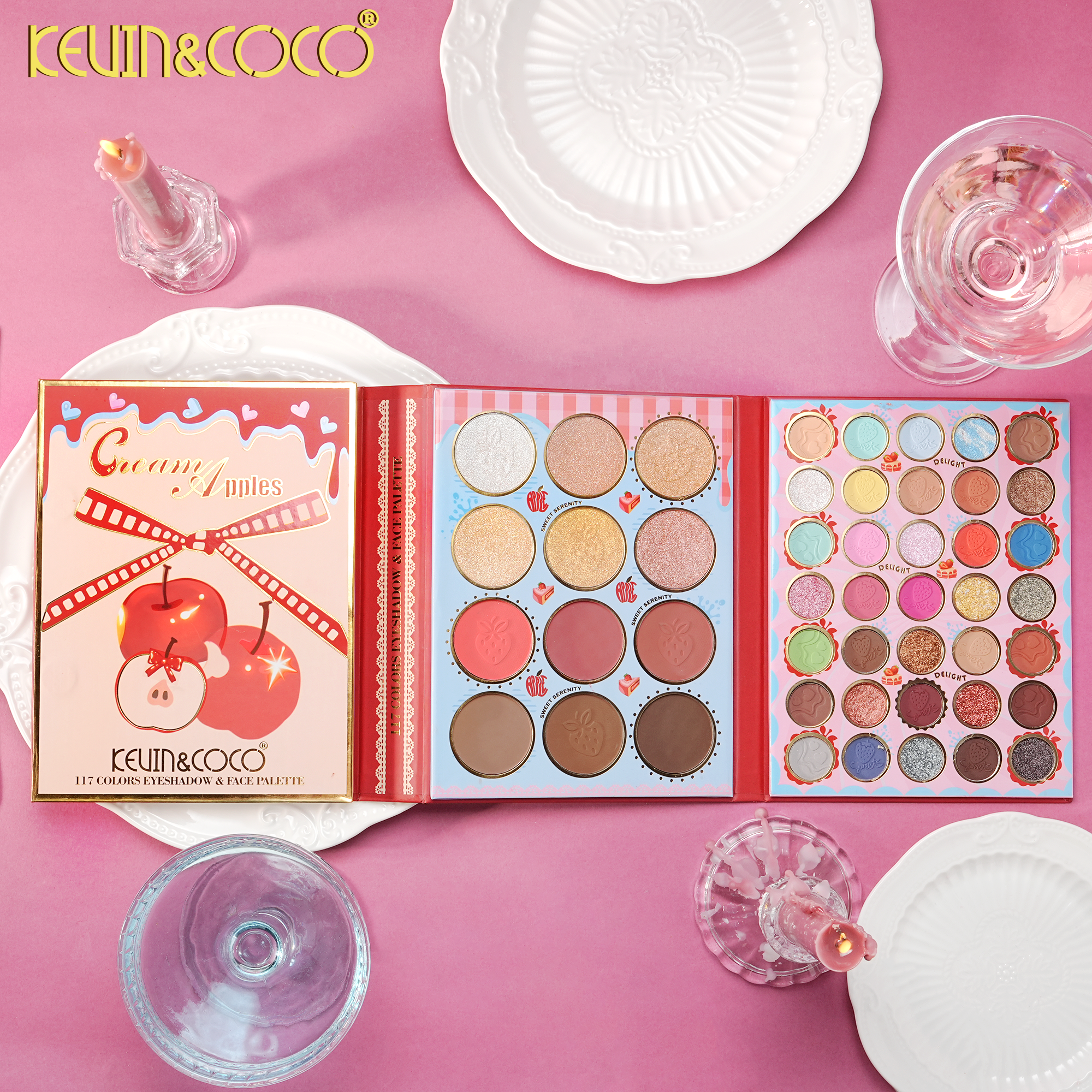 Strawberry Puff 117-Color Quad-Fold Paper Palette-12PCS(KC1706)