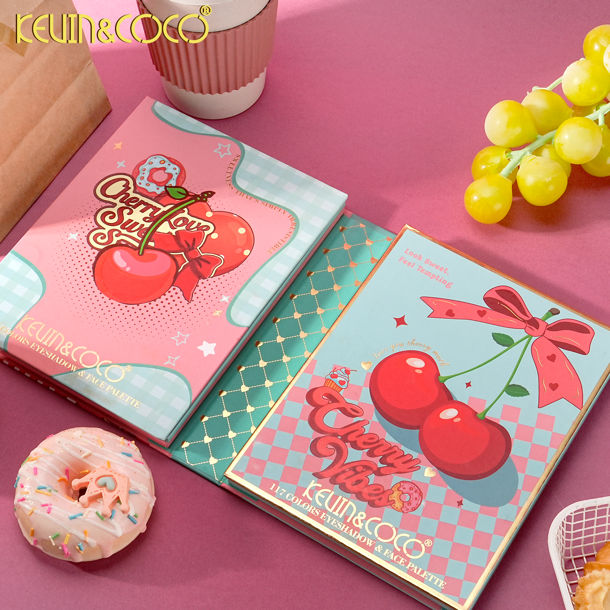 Cherry Donut 117-Color Quad-Fold Paper Eyeshadow Palette-12PCS(KC1906)