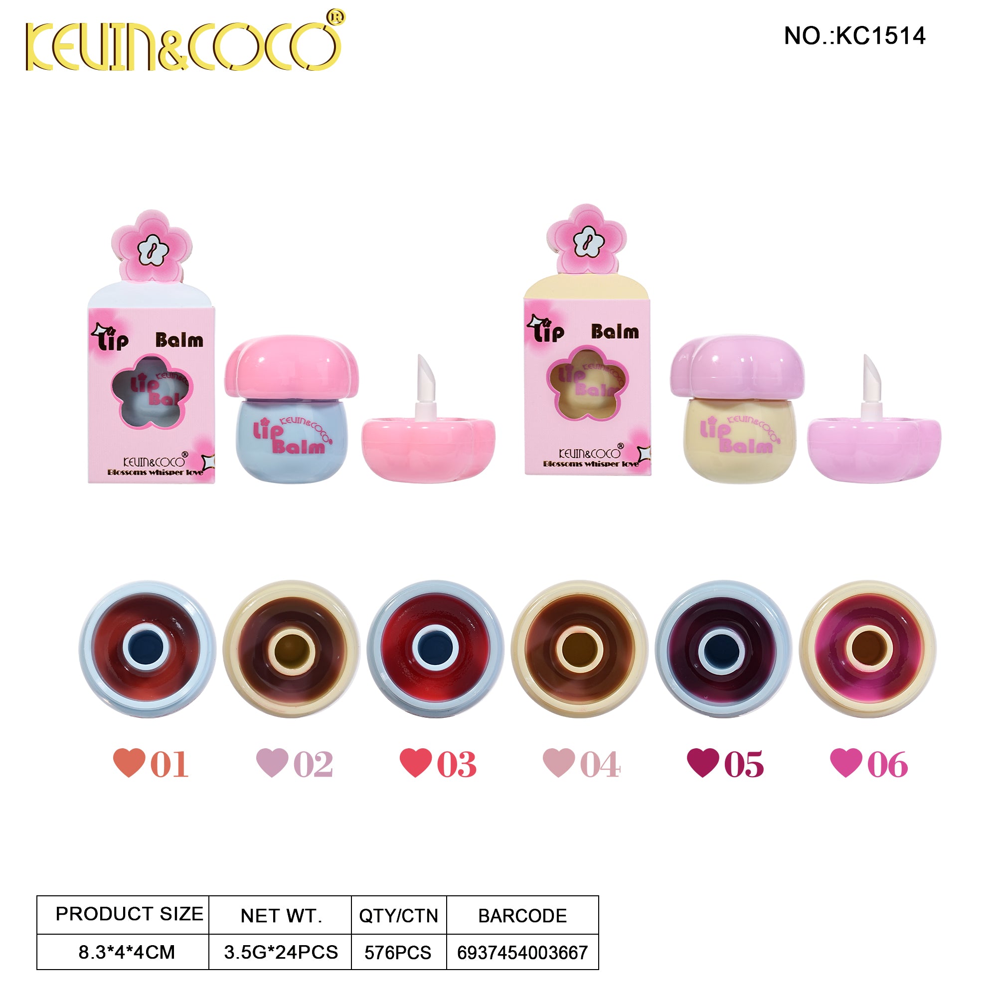 Flower Pudding Lip Balm-24PCS(KC1514)
