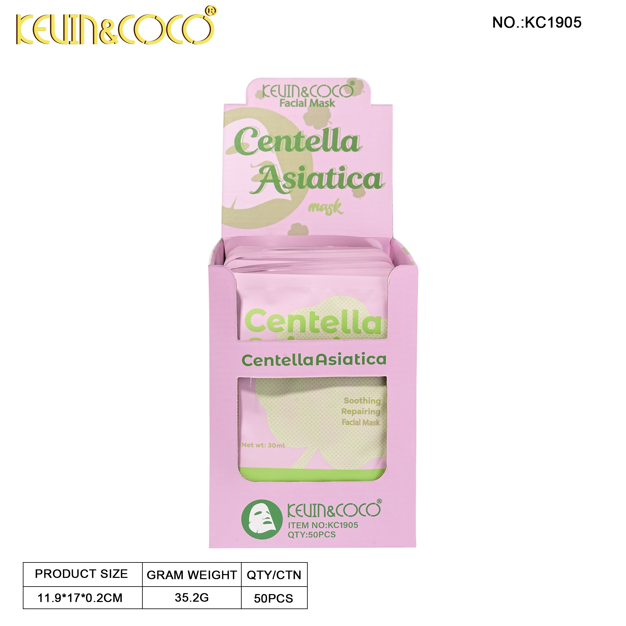 Centella Asiatica Hydrating Mask-50PCS(KC1905)