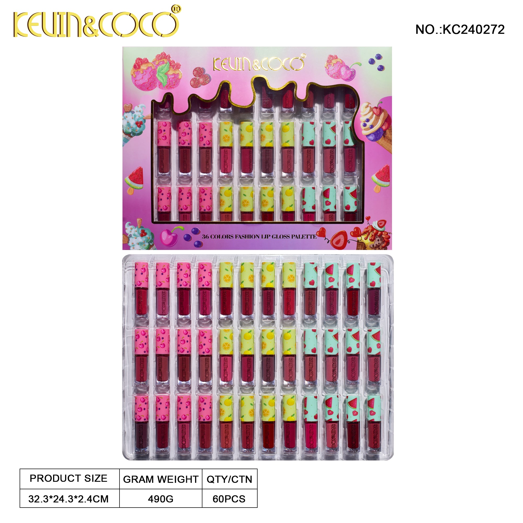 36-Color Icecream Lip Gloss Set (KC240272)