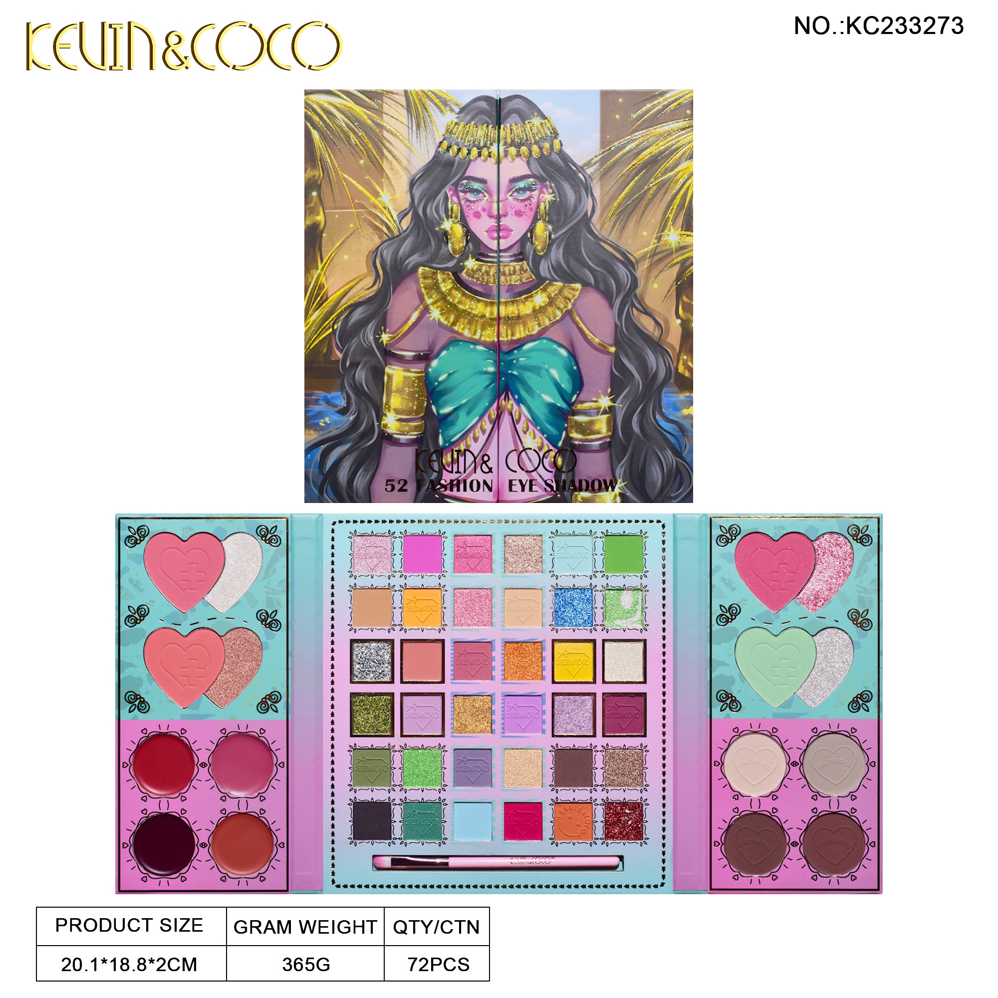 Paleta de sombras de ojos Paradise Queen de 52 colores (KC233273)