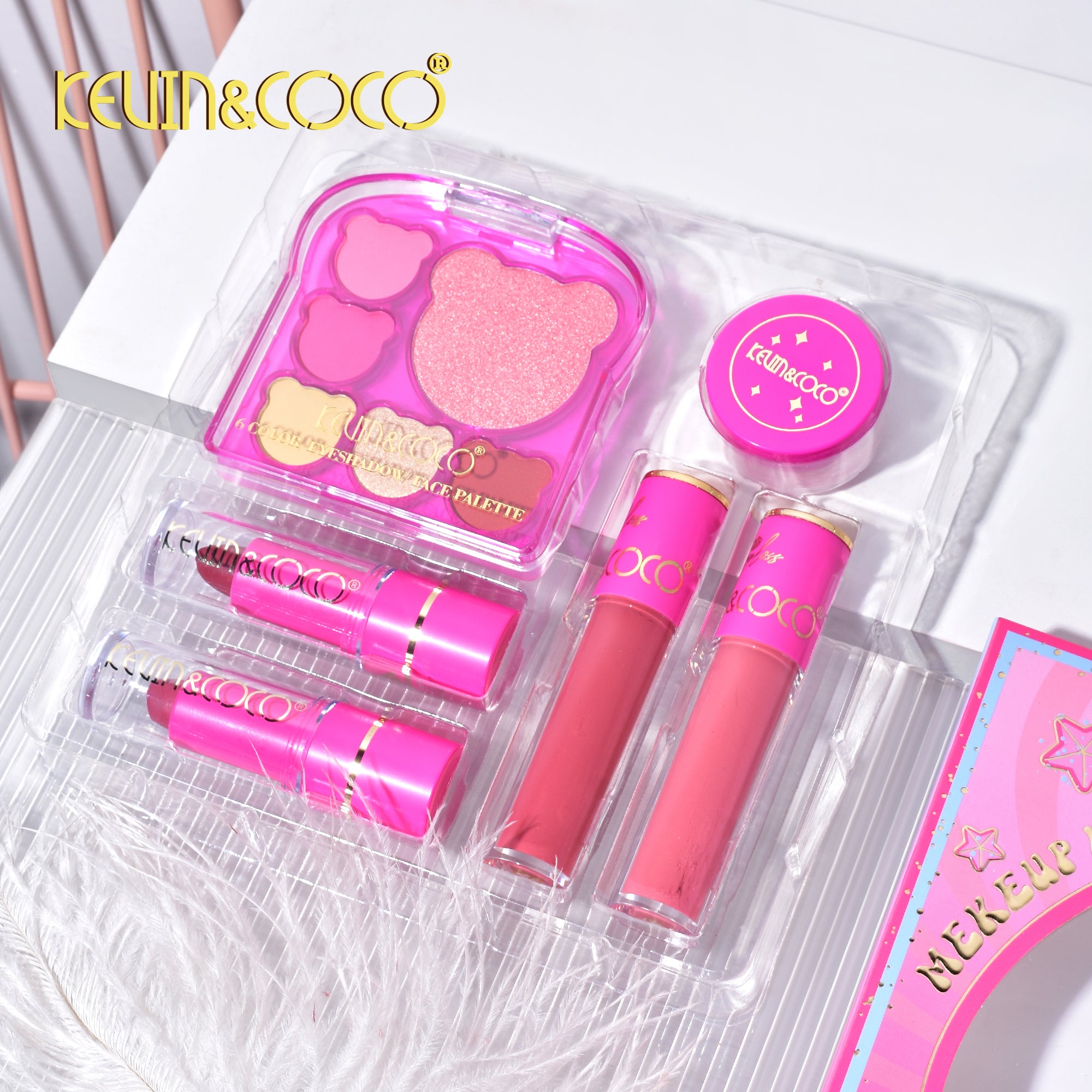 6-Color Pink Bear Makeup Kit