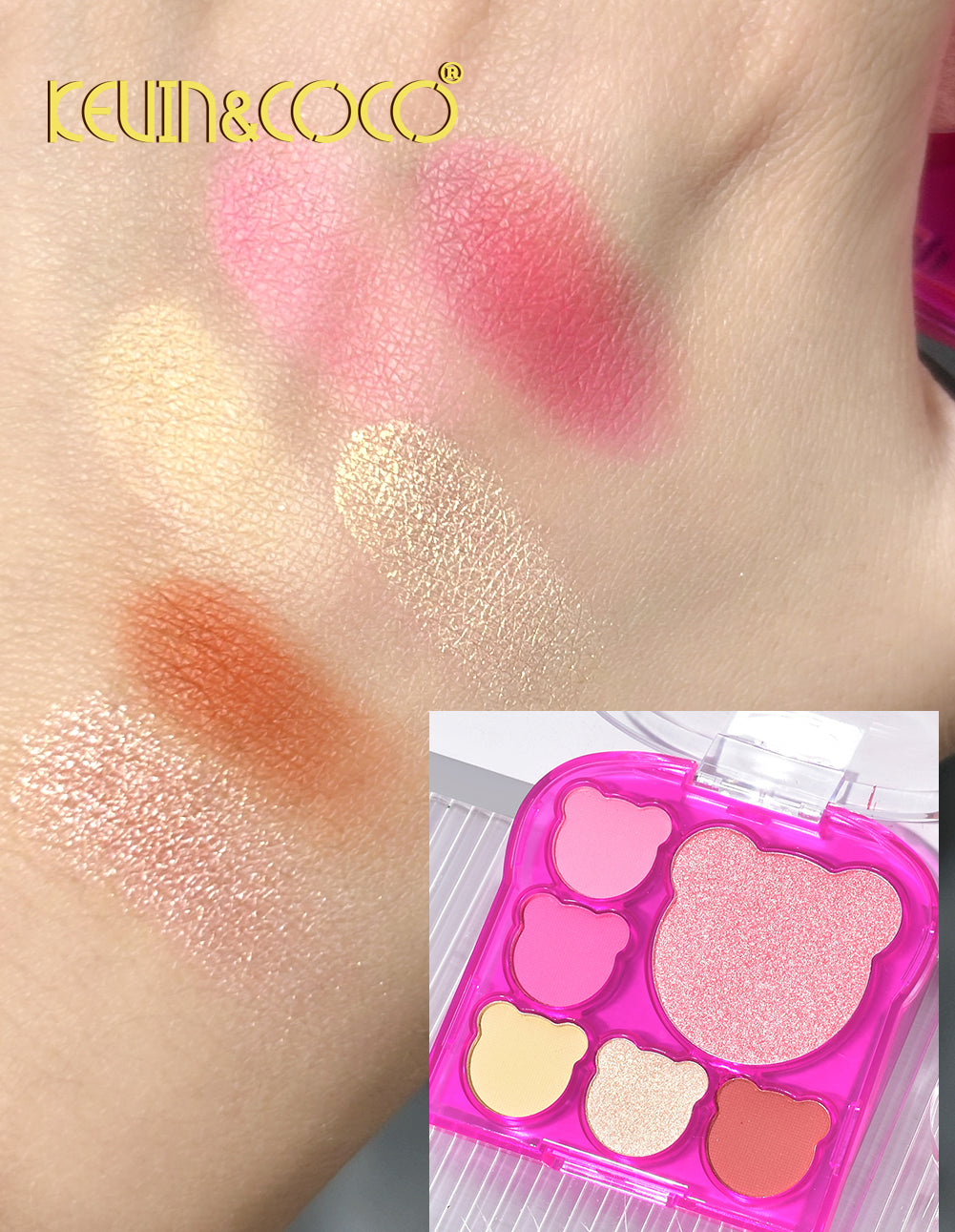 6-Color Pink Bear Makeup Kit