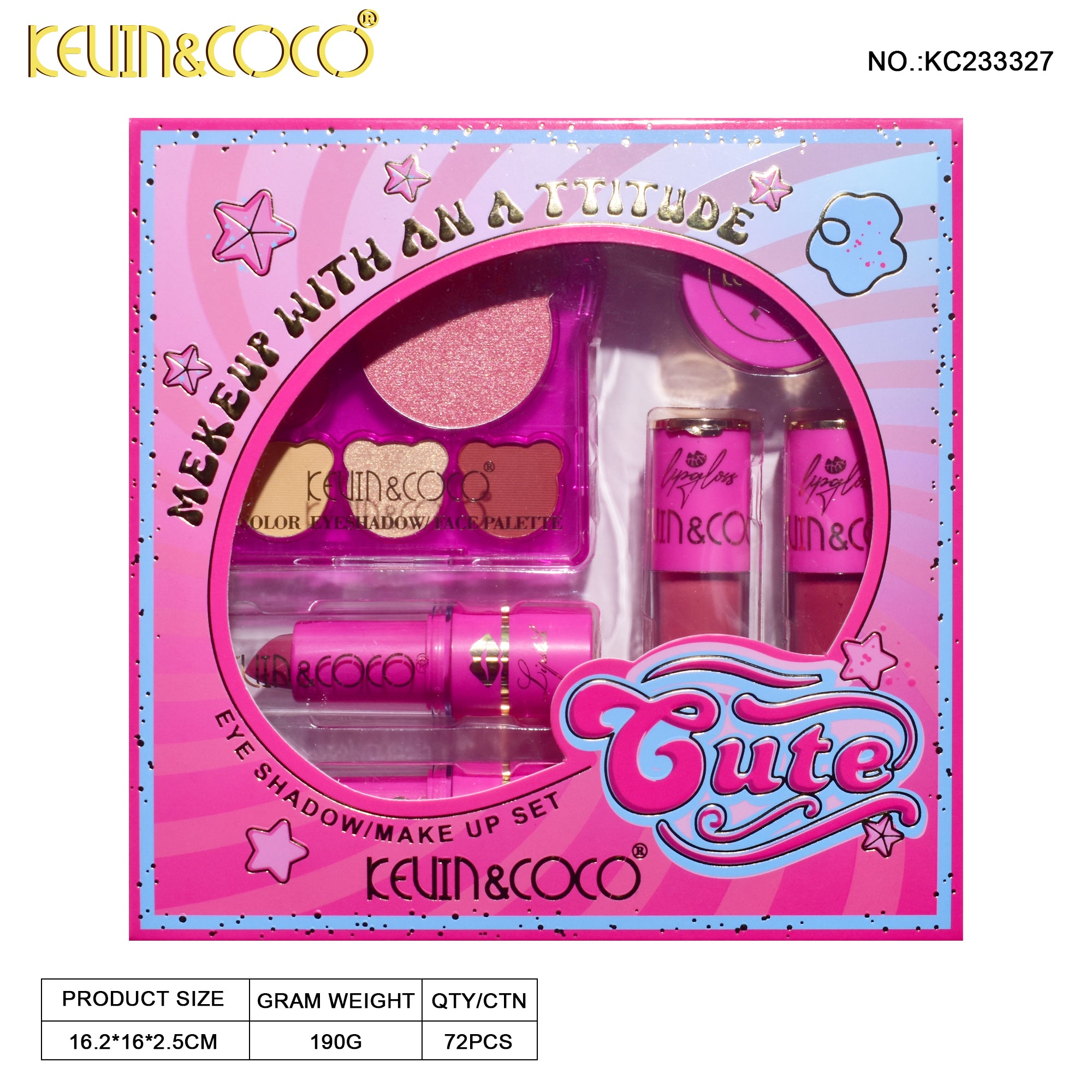 6-Color Pink Bear Makeup Kit