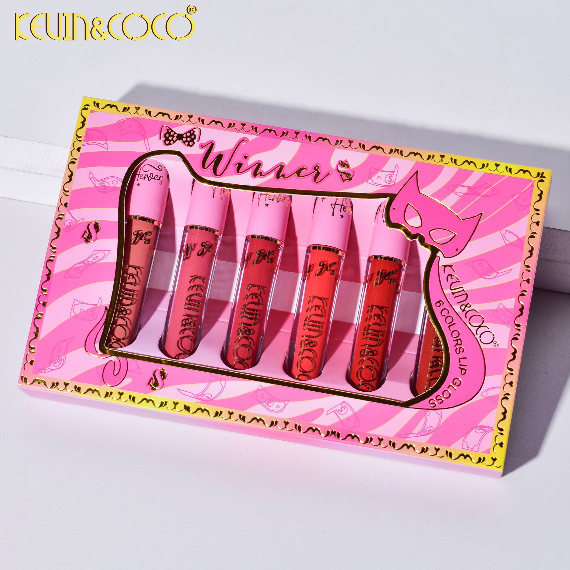 6-Color Dollar Cat Lip Gloss Set (KC230839)