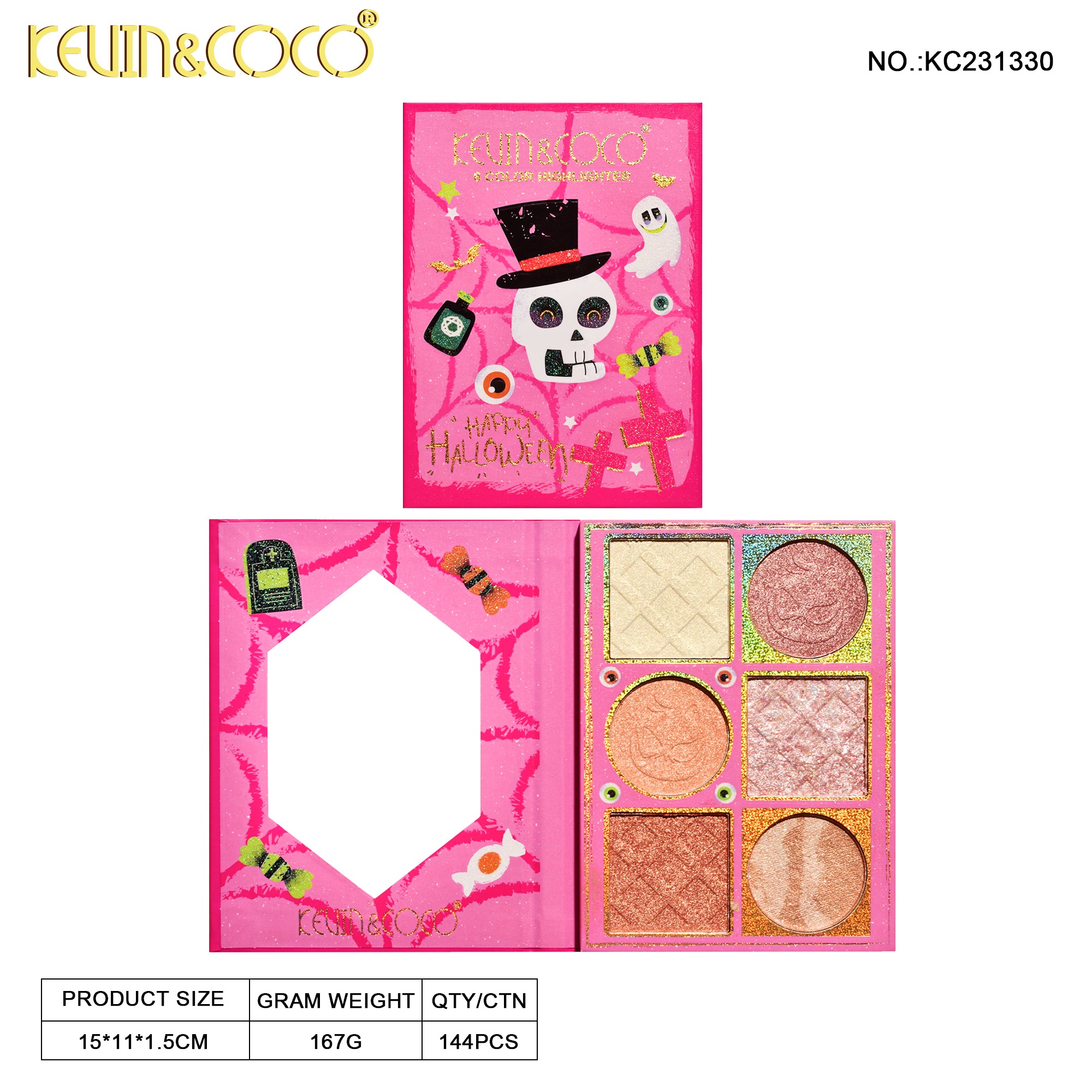 【Halloween Edition】6-Color Skullduggery & Shimmer Highlighter Palette (KC231330)