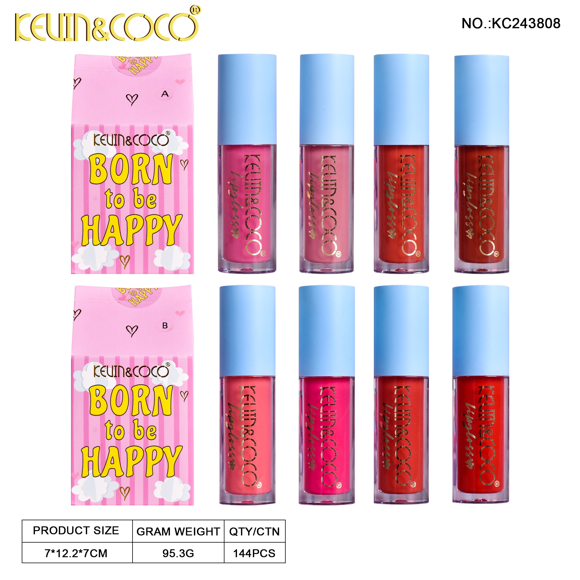 4-Color Born To Be Happy Lip Gloss Set (KC243808)